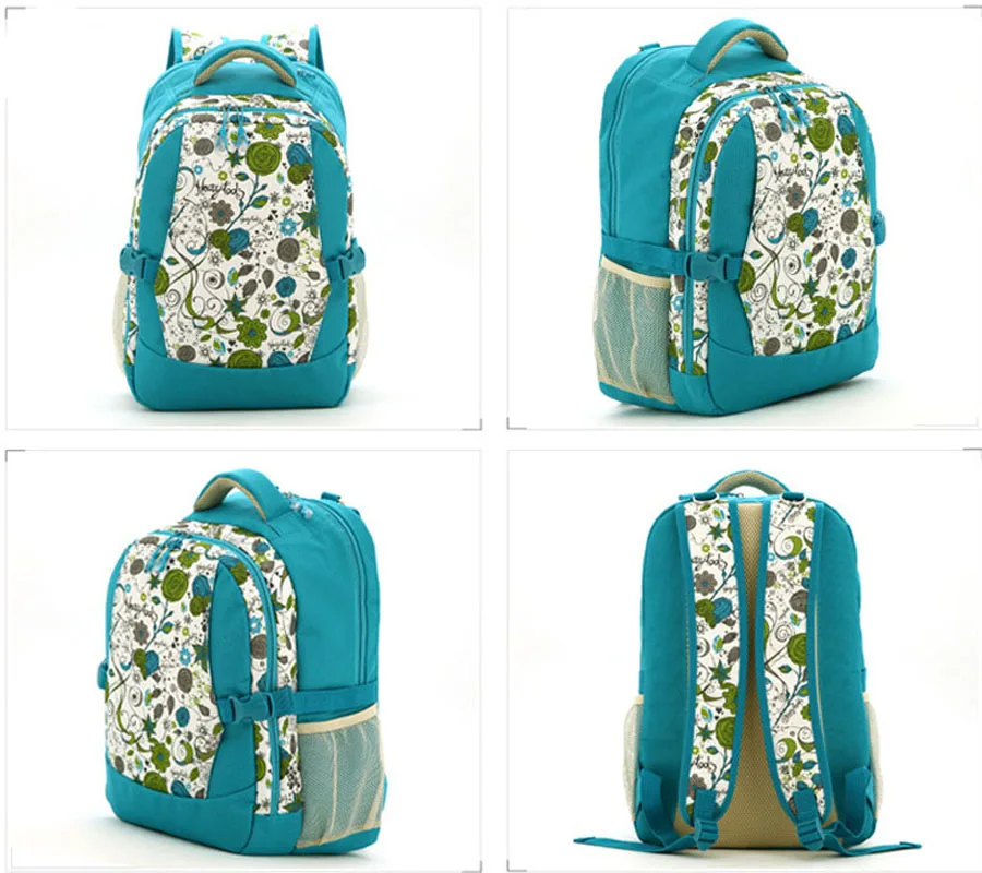 New Light Blue Flowers Print Backpack Baby Changing Diaper Nappy Bag Waterproof Mummy Bag LX132