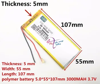 

5055107 Lithium Polymer Battery 3000mah 3.7v 5055110 Li-ion Rechargeable Battery for Tablet PC Lithium ion Battery