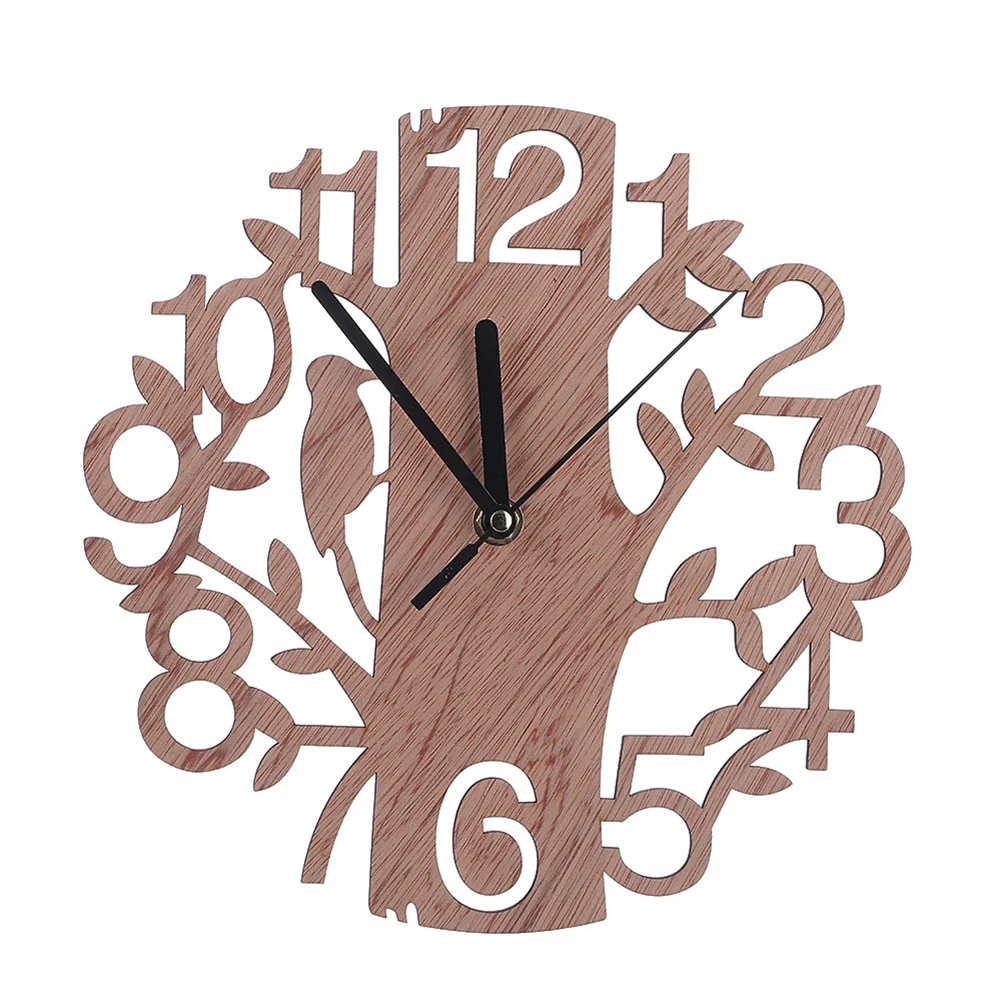 

3D DIY Tree Shape Wooden Wall Clock Real Wall Watches Digital Needle Clock for Living Room Home Decorative