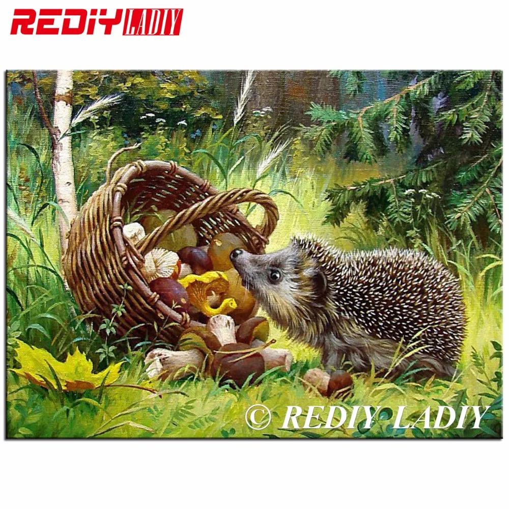 

REDIY LADIY Diamond Painting Needlework 5D Full Square Drill Mosaic Diamond Embroidery Hedgehog Pattern Decoration Painting Icon