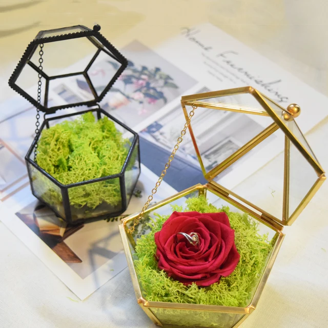 Gold Gl Box Engagement Ring Jewelry Gift Wedding Holders Gold Gl Box Engagement Ring Jewelry Gift Wedding Holders Jewelery Dish Geometric Love