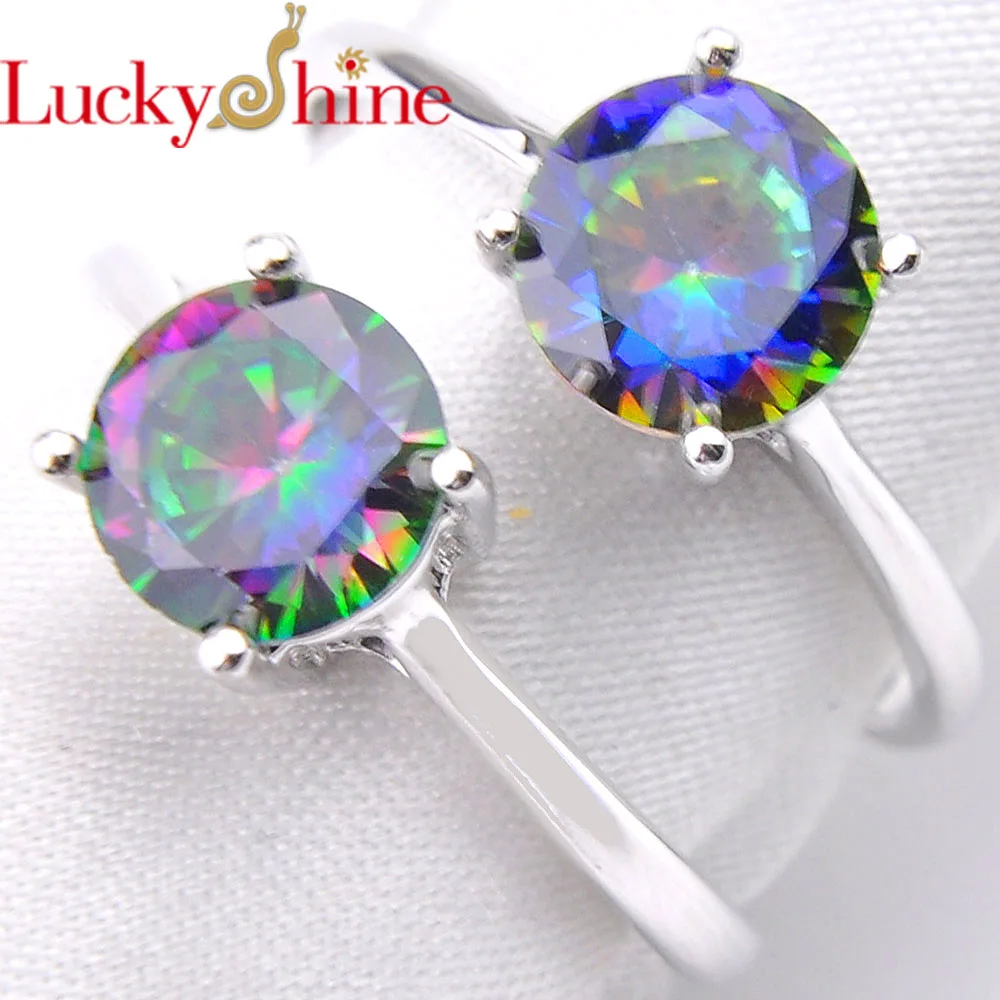 LuckyShine, мистическое кольцо с синтетическим кристаллом, модное круглое кольцо для женщин и мужчин, подарок, серебряное ювелирное изделие, кольца на палец, 10 шт