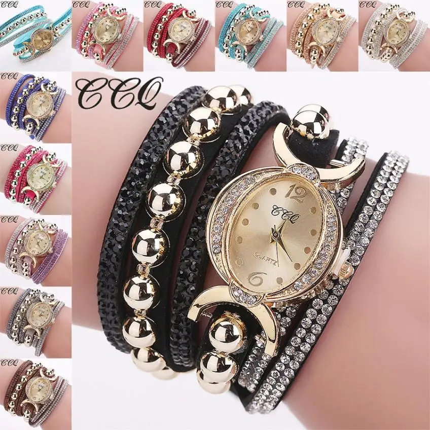 

CCQ Women Fashion Casual Analog Quartz Women Rhinestone Watch Bracelet watch women bracelet lady watches 2018 women watches
