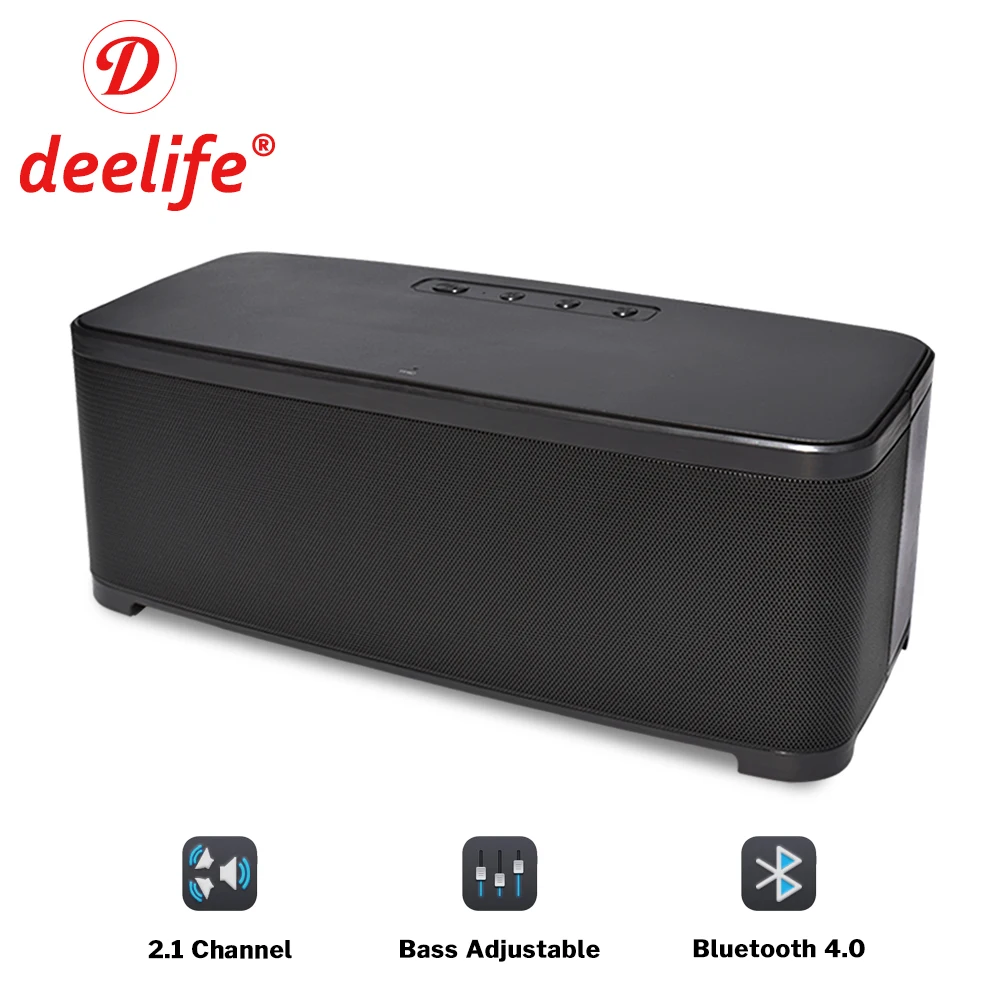 Deelife Home Bluetooth Speaker Powerful 2.1 Channel Stereo Wireless Bass Speakers