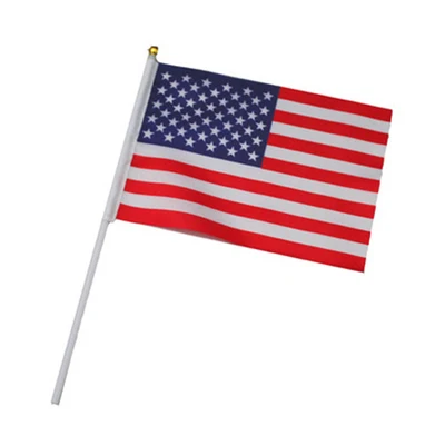 США 10 шт. Малый 14X21 см Флаг США Америка Рука Флаг Летающий США ручной Национальный флаг с полюсом вручение флаг