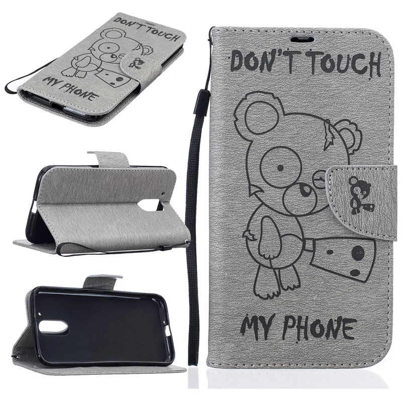 

For Motorola Moto G4 G4 Plus Case Multicolour Emboss Lovely bear Stand Pocket Flip PU Leather Phone Cases TPU Cover