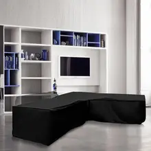 210D черный водонепроницаемый L крышка для формы для угловой мебели диван из ротанга Пылезащитный Чехол Открытый