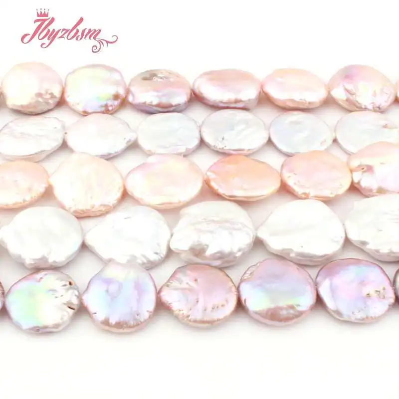 20-25mm Coin Freshwater Pearl Beads Loose Natural Stone Beads For Jewelry Making DIY Necklace Bracelets Spacer Strand 15"