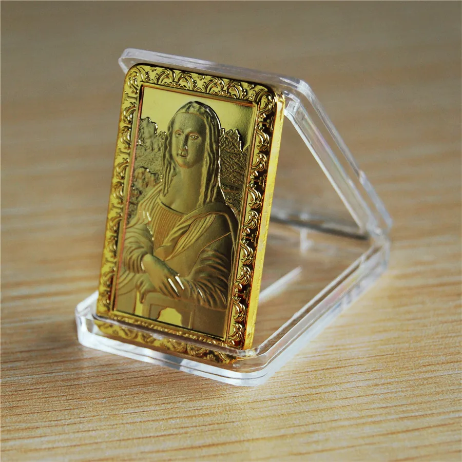 Leonardo Da Vinci Mona Lisa1 oz 24k позолоченный греческий слиток бар commimerate слиток бар