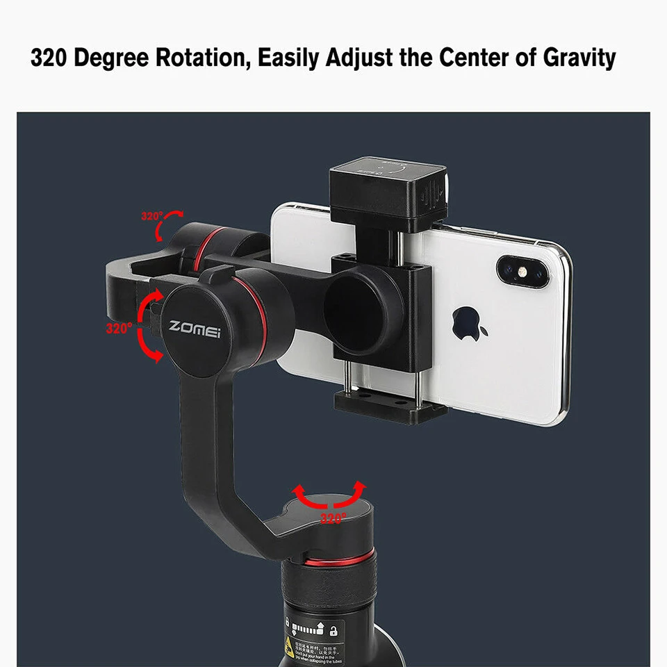 Zomei V5 новые гладкие 4 3-осевой ручной шарнирный стабилизатор для камеры GoPro w/фокус Pull& Zoom для iPhone Xs Max Xr X 8 плюс 7 6 Plus SE samsung Galaxy