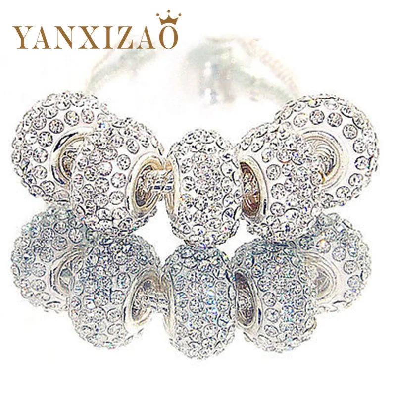Yanxizao 5 шт. Бусины Fit Pandora Подвески Браслеты Градиент Синий Кристалл Бижутерия с