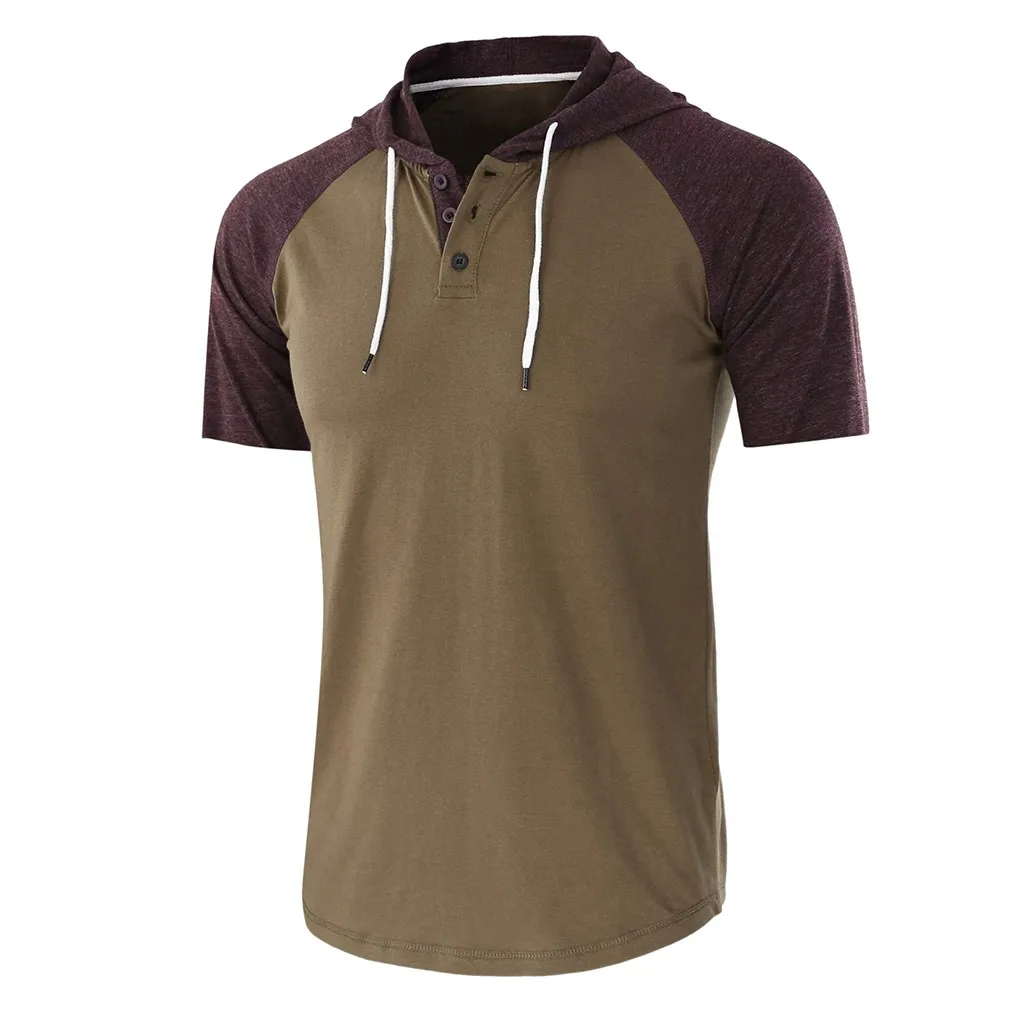 

Sweatshirt for Men Casual Summer Patchwork Drawsting Short Sleeve Hoodie Sweatshirts Skateboard Sportsuit Tracksuit Blouse
