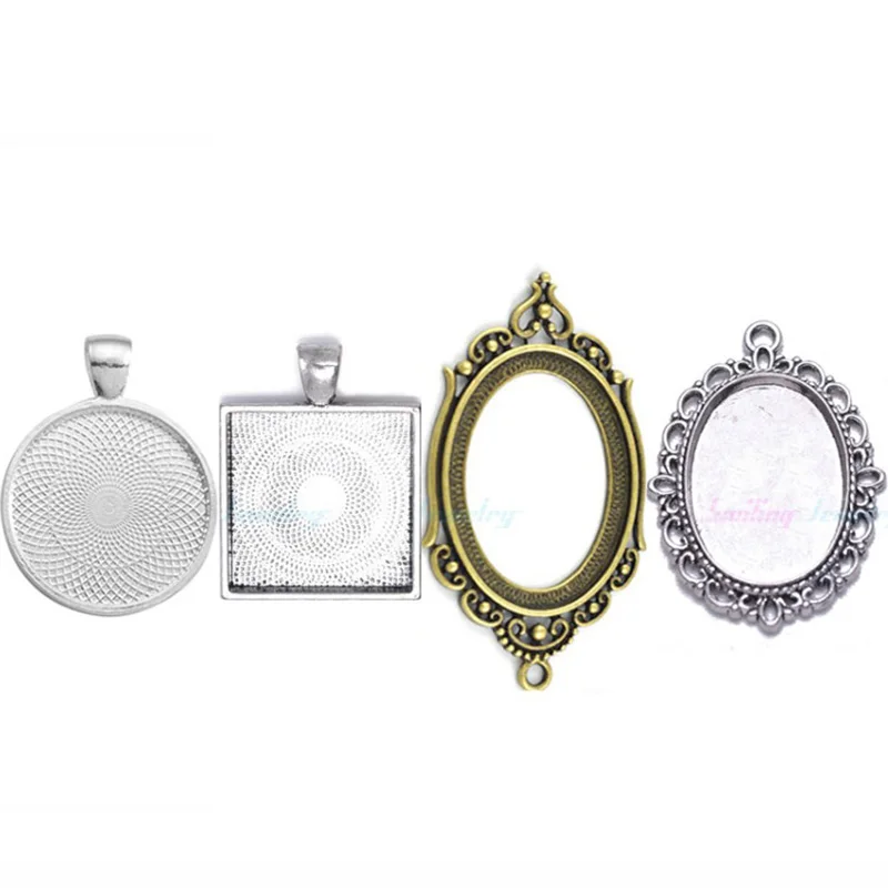 100x Blank Photo Cameo Cabochon Settings Tray Base Pendants DIY Jewelry 12mm