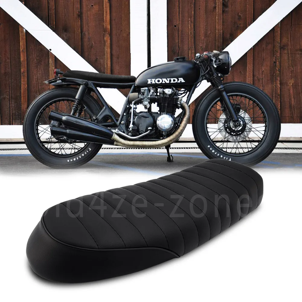 Black Motorcycle Cafe Racer Seat Scrambler Vintage Flat Saddle Flat Pan Retro Seat For Honda Cg Cb0 Cb350 Cl350 Cb400 Xj Xs Kz Seats Benches Aliexpress