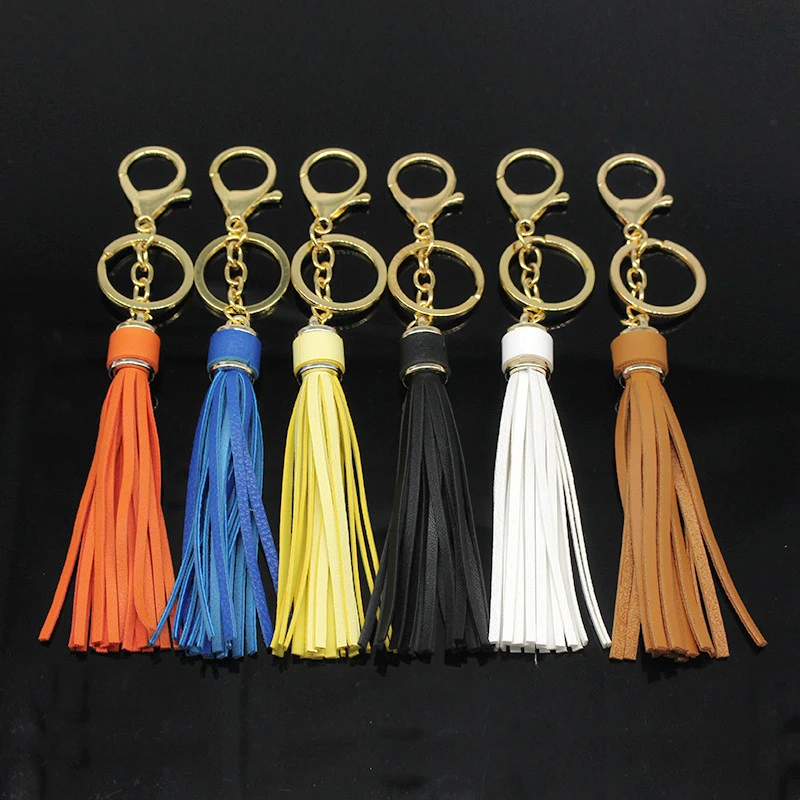 

Personalized Gold Leather Tassel Keychain For Women Bag Charm Key Ring Valentines Day Gift Key Holder Jewelry Wholesale