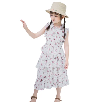 

Kids Floral Print Dresses For Girls Clothes Summer Chiffon Layered Dress Girls Sundress Children Clothing 2 4 6 8 10 11 12 Years