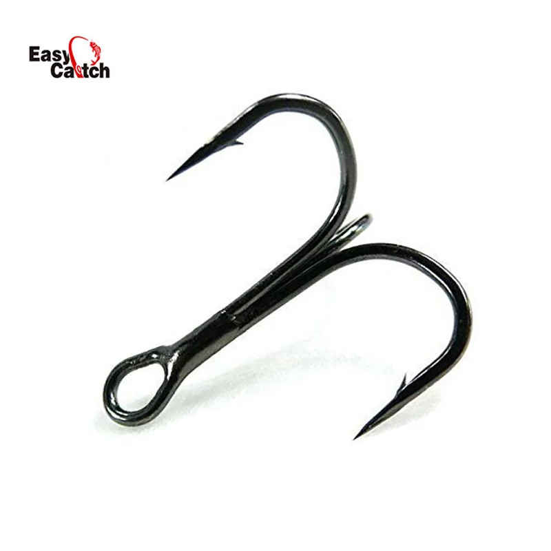 30pcs High Carbon Steel Treble Fishing Hooks 35647 Black Small