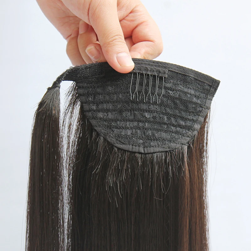 Bybrana 24'' Long Wavy Ponytail Clip In Pony Tail Wigs Hair Extensions Wrap On Fake Hair Piece Fake Hair Tail Ponytails