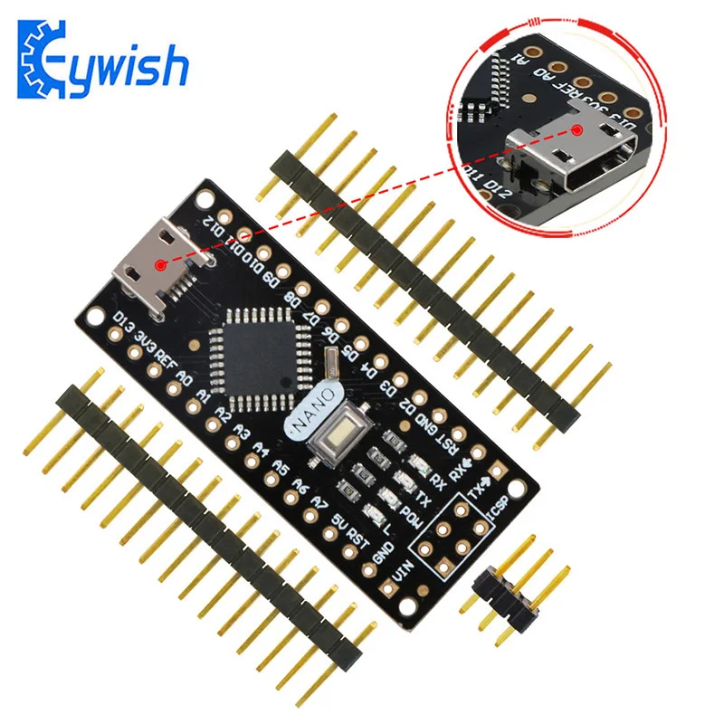 Nano V3.0 для Arduino, Keywish Micro USB, ATmega328P 5 в 16 м CH340 Nano плата, высокое качество PCB материал, погружение золото