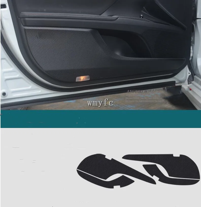 

Inside Carbon Door Protection Cover Kick Scratch Protect 4P\set For Toyota Camry 2018 2019