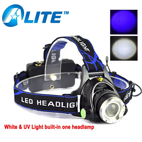 

TMWT UV Purple Light Headlamp Ultraviolet 395nm UV & White LED Headlights Rechargeable Camping Hunting Head Torch Light Lamp