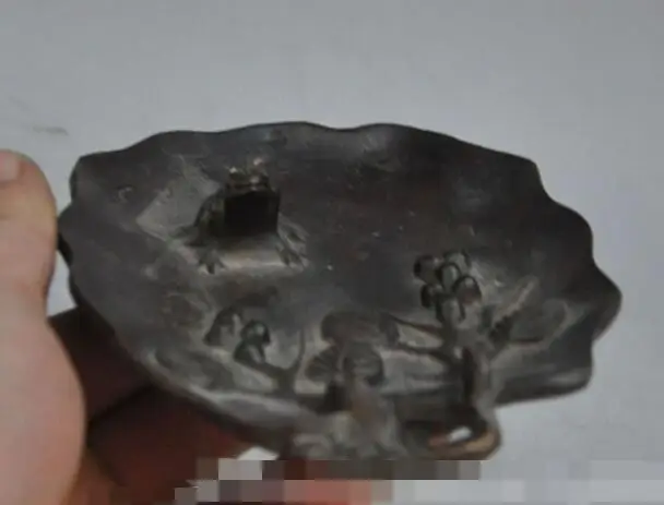 

S1213 old chinese fengshui bronze copper wealth Frog Pen Wash Ashtray lucky statue