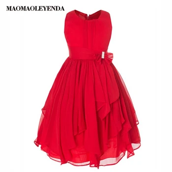 

Girl Princess dress O-neck Sleeveless Bow Floral Ball Gown Party Dresses One Piece Daily Dress for 3 4 6 8 10 12 14 years