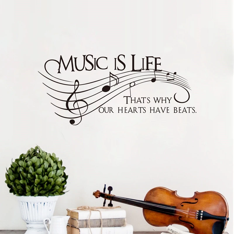 Музыка-это жизнь. Вот почему наши сердца beats-Виниловая Наклейка на стену, музыка, музыкальное украшение стены