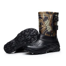 Зимняя мужская водонепроницаемая обувь; теплая хлопковая зимняя обувь; обувь для рыбалки и охоты; Водонепроницаемая Уличная обувь; резиновые сапоги; обувь для рыбалки и охоты