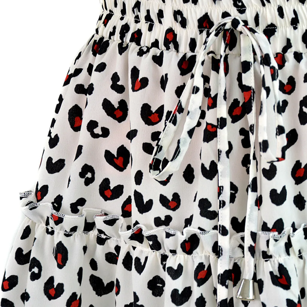 Women Summer Skirt Casual Bohemian High Waist Ruffled Floral Print Beach Short Skirt faldas mujer moda 2020