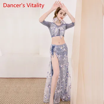 

Belly Dance 2019 New Suit High-end Performing Clothing Skirt Children High Fitness Women Belly Dance Suit[Flowers]
