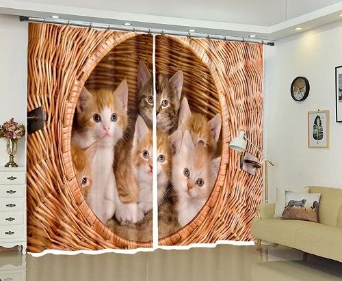 Занавески для детей с изображением животных, кошек, роскошные затемненные 3D оконные занавески, занавески для гостиной, спальни, шторы Rideaux, наволочки на заказ - Цвет: 3D Curtain
