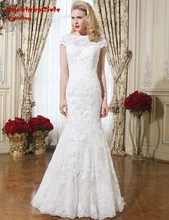 BacklakeGirls Mermaid Wedding Dresses Custom Made Scoop Neck Tulle Court Train Applique Bride Gowns Vestidos De Noiva 2017