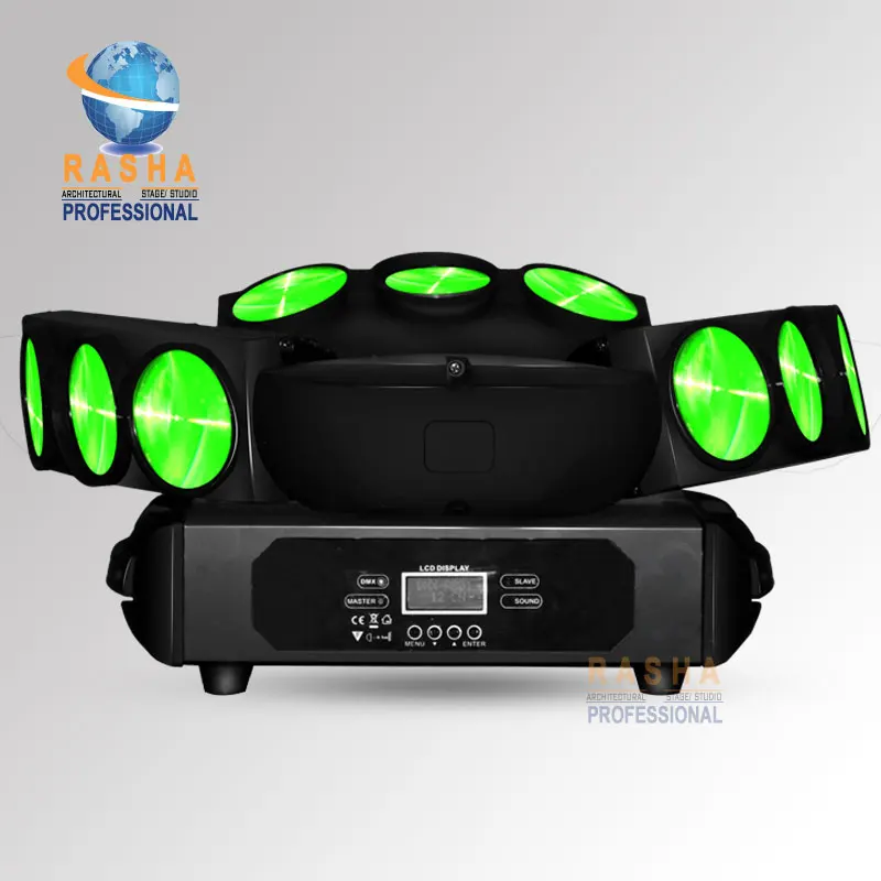 

US Warehouse Big Discount 9pcs*12W 4in1 RGBW LED Spider Light,Triangle DMX Pixel LED Spider Beam For Stage Event Party,12/43CH