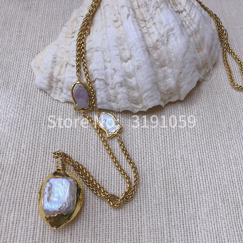 

Женское Ожерелье с жемчужным кулоном, цепочка на свитер, изысканный подарок, 2018