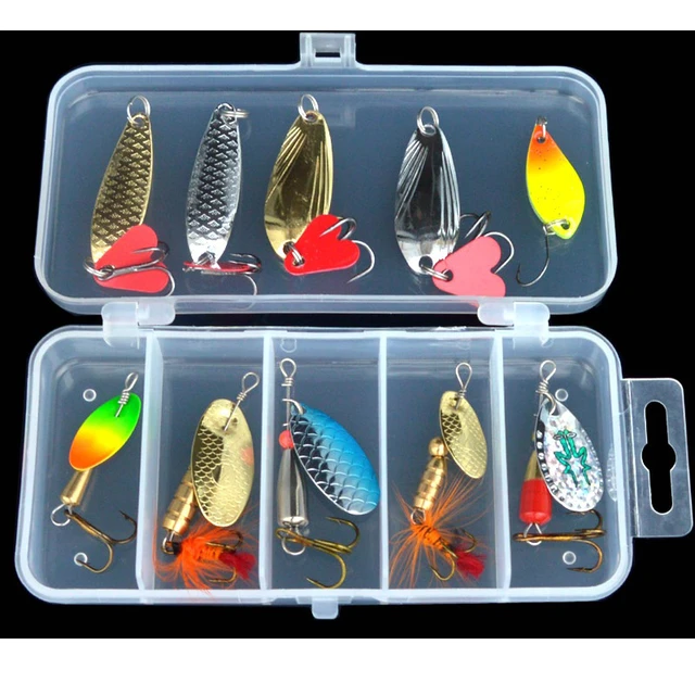 Fishing Lure Kit Compound Bait 10 Pieces/Set Artificial Spoon Lures  Colorful Rotation Spinner Baits - AliExpress