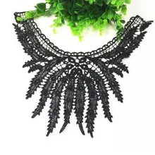 2 шт./партия, черная полиэфирная кружевная горловина, вода-растворимая вышивка, кружево для одежды и украшение для одежды