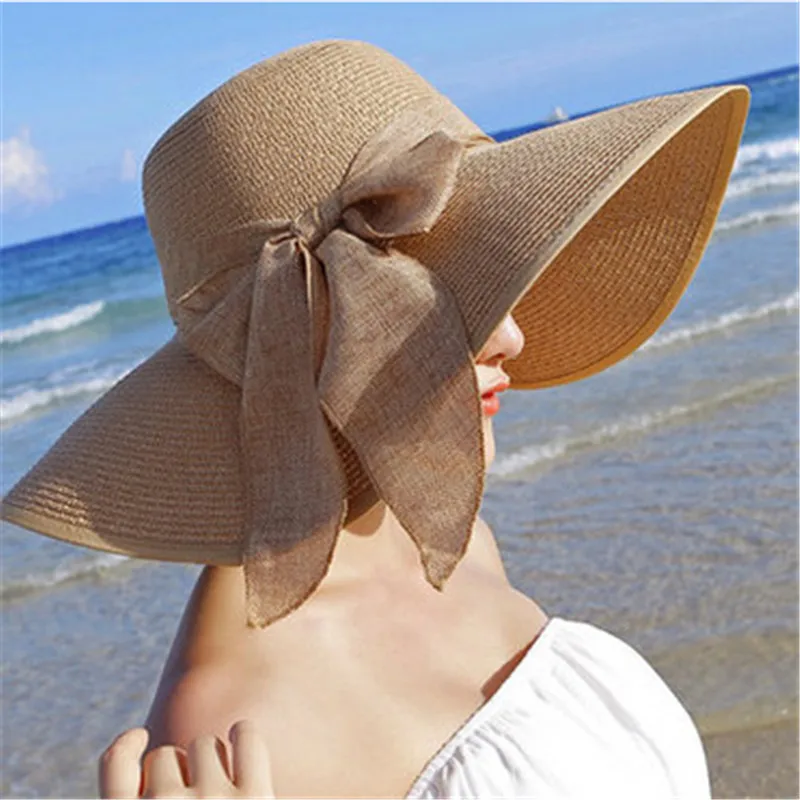 Hot Koop Zomer Zon Hoeden Voor Vrouwen Grote Rand Met Linten boog Strand  Hoed Cap Dames Zonnehoed UV Beschermen Chapeu Feminino|sun hats for women| ladies sun hatsun hat - AliExpress