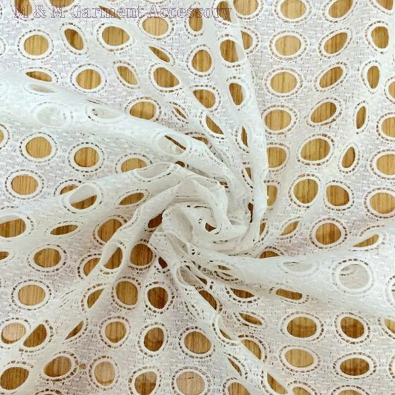 Water soluble hollow milk silk fabric geometric circle pattern lace