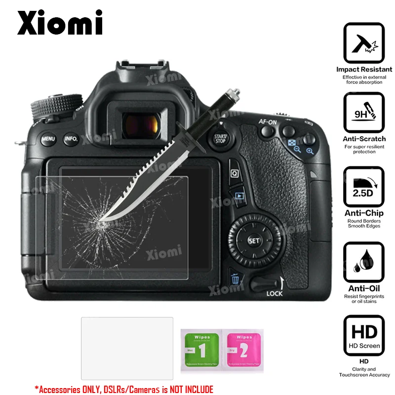 

Screen Protector Shield Film 9H Tempered Glass for Canon DSLRs EOS 650D/70D/700D/750D/760D/77D/80D/800D DSLRs Screen Guard-@