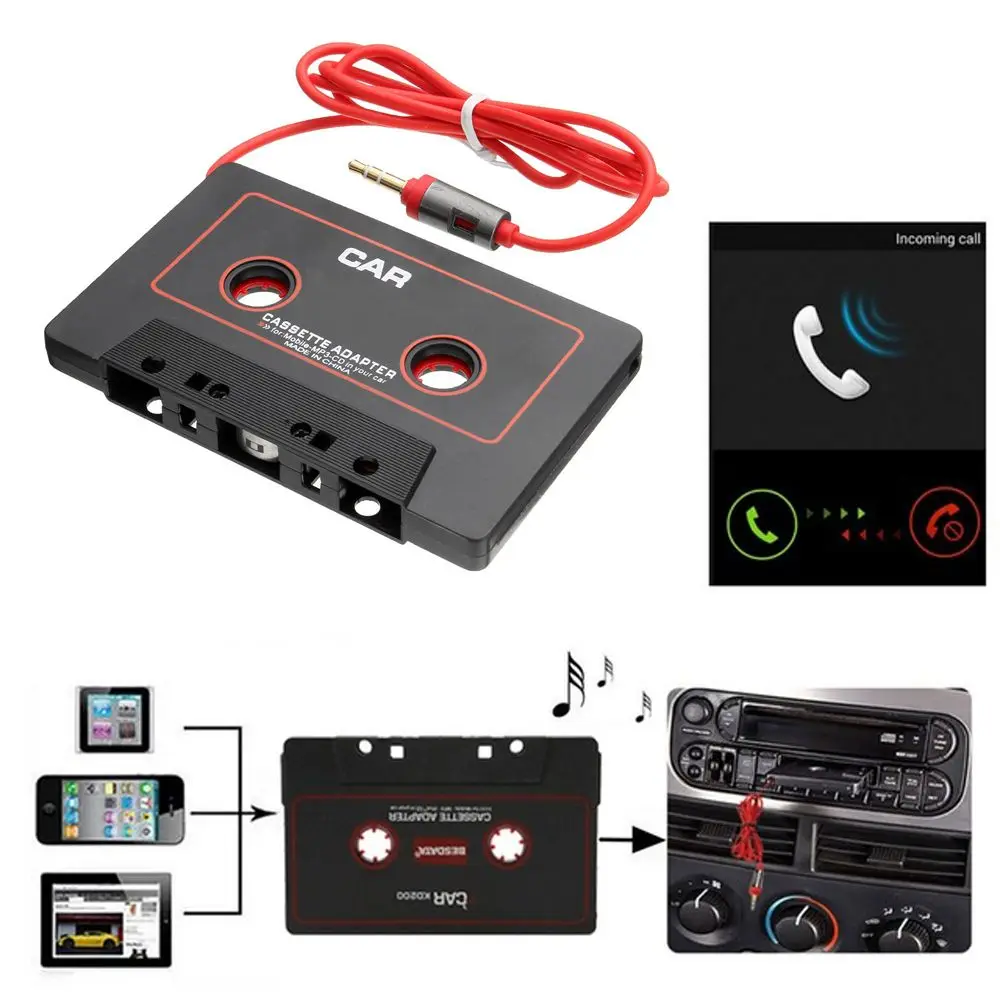

3.5mm Jack Black Car Audio Cassette Tape Stereo Adapter For CD MP3/4 AUX High Quality Cassette Tape Adapter