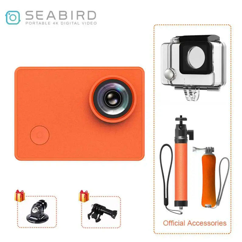 Seabird 4K Спортивная экшн-видеокамера s, 4 k/30FPS 145 градусов широкоугольный 12MP 2," ips HD сенсорный экран WiFi Экшн-камера - Цвет: Orange Set 2