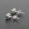 Simple design emerald stud earrings 4 mm * 6 mm natural I grade emerald earrings classic 925 silver emerald earrings for woman ► Photo 3/6