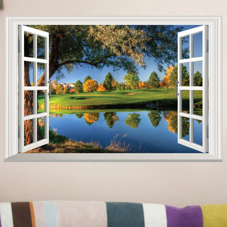 3D Wonder Window Scenery Fashion Nature Landscape Blue Lake Water View Wall Sticker HTB1XyIkNXXXXXbrXVXXq6xXFXXX8 - 3D Wonder Window Scenery Fashion Nature Landscape Blue Lake Water View Wall Sticker