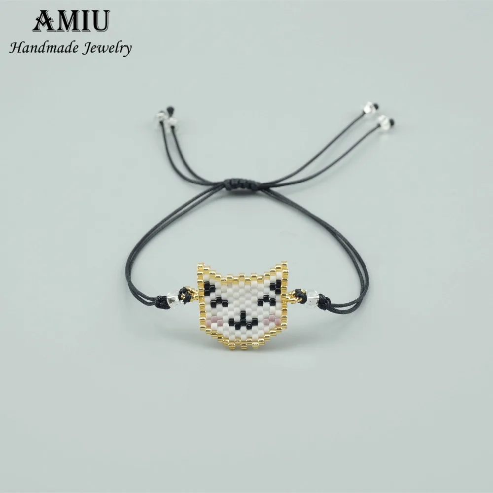 AMIU ручной работы браслет со смайликами прекрасный кот Популярные любовь счастливые браслеты с амулетами и браслеты для Для женщин Для