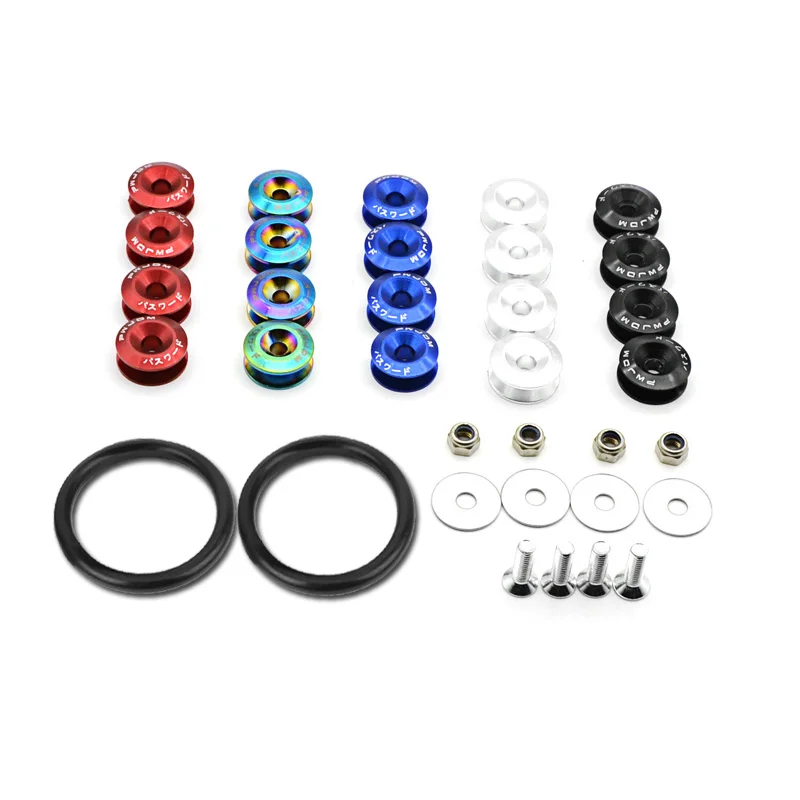 8 PCS BILLET BUMPER TRUNK QUICK RELEASE FASTENER KIT REPLACEMENT RUBBER O RING