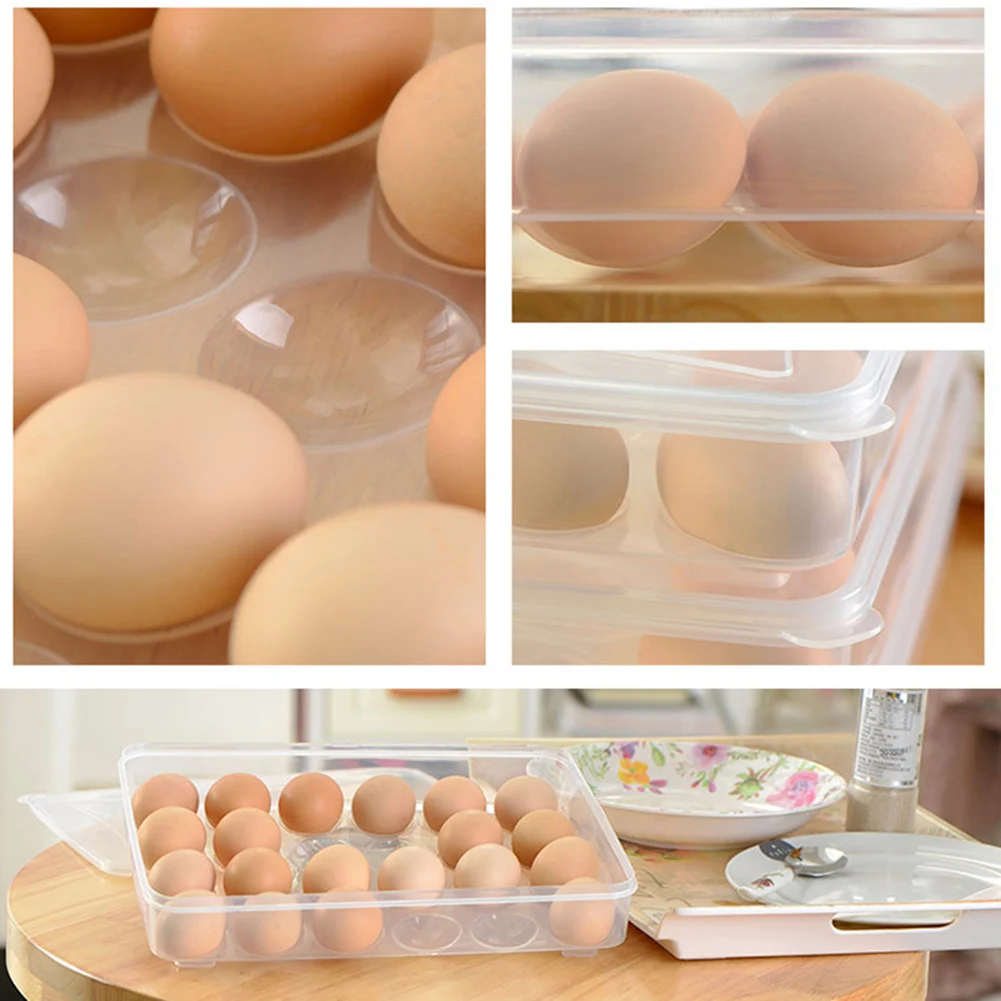 Durable Transparent Plastic 24 Grids Home Kitchen Refrigerator Egg Storage Box Container Holder Shelf Case with cover