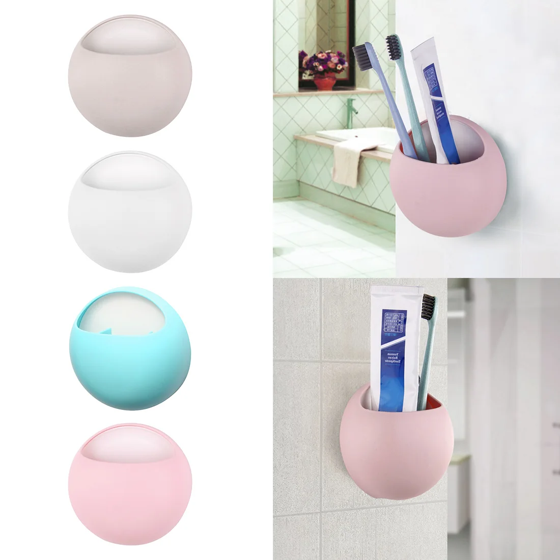

1PC Home Bathroom Children Suction Cup Toothbrush Hooks Shelf Rack Practical Design Wall Sucker Toothbrush Holder