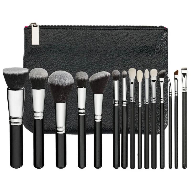 

Brand Pro 15pcs Makeup Brushes Set Powder Foundation Eyeshadow Make Up Brushes Cosmetic Soft Synthetic Hair With PU Leather Case