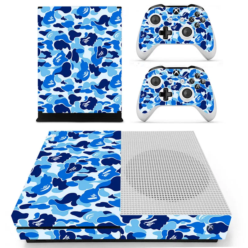 Blue Camouflage For Xbox One S Skin Stickers Console And 2Pcs Controller Skins For Xbox One S